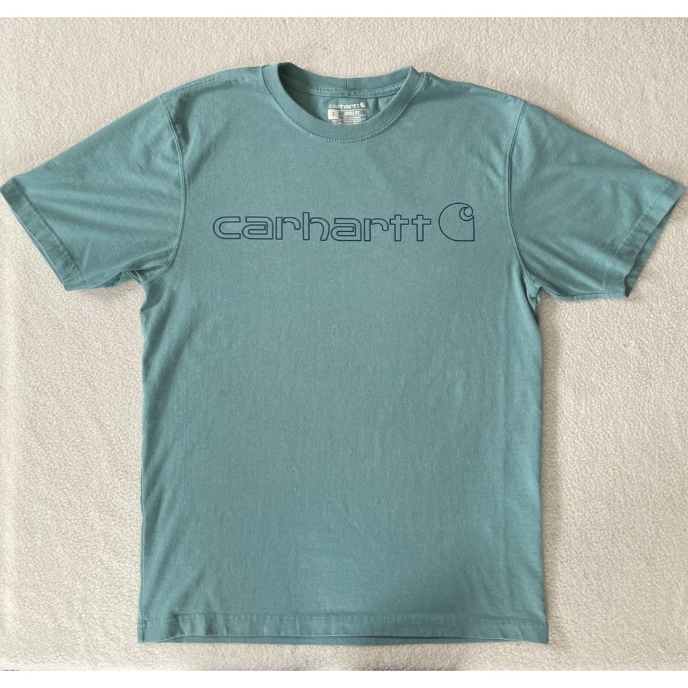 Carhartt Shirt Mens Small Blue Loose Fit T-shirt K195 Summer‎ Heather Work Gorp